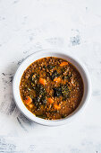 Vegan lentil and kale soup