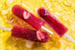 Strawberry and watermelon ice lollies