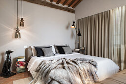 Elegant bedroom in shades of grey