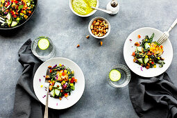 Kale Vegetable Salad with Parsley Pesto Vinaigrette