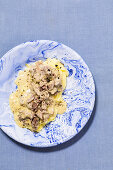 Turkey ragout on mashed potatoes