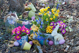 Easter with colourful spring flowers