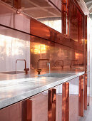 Copper kitchen with marble worksurface