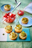 Courgette cakes and pepper salad