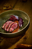 Natural cuisine: autumnal pork fillet with apple sauce and beetroot