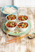 Sweet and sour vegetables with rice