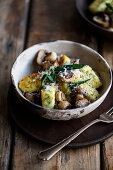 Fried ricotta gnocchi with mushrooms