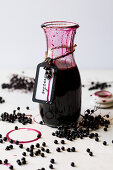 Elderberry juice in a carafe