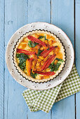 Vegetable quiche with pumpkin and spinach