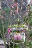 Rustic Easter arrangement with daisy and Easter eggs