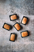 Mini white bread loaves in tins