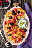 Coconut pancakes with berries