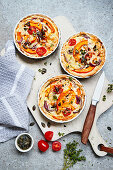 Pumpkin quiche with cherry tomatoes