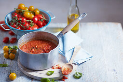 Homemade tomato sauce with roasted tomatoes