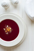 Beetroot soup with almonds and orange zest