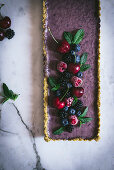Berry cherry tart with mint