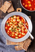 White bean with sausage in tomato sauce