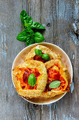 Mozzarella cheese and tomato galette