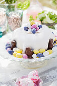 Easter cake with sugar eggs