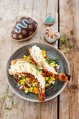 Grilled lobster tails with mango-ginger salsa and river mint
