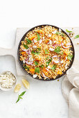 Mandarin and mint couscous salad with feta