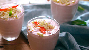 Making strawberry mousse with white chocolate