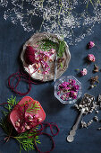 Handmade scented wax and dried flowers