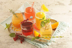 Various juices in glasses