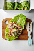 Lemon salmon and lettuce wraps