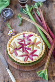Rhubarb pie with quark filling