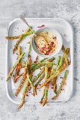 Green asparagus with bacon mayonnaise