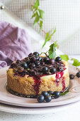 New York style cheesecke with black currants