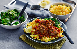 Lamb Tikka Masala with saffron rice