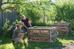 Self-made raised bed from pallets