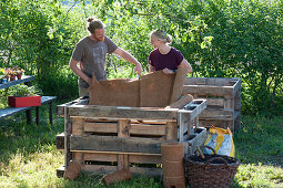 Self-made raised bed from pallets