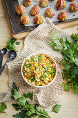 Peach, ginger and mint couscous stuffing