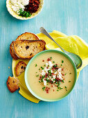 Spiced parsnip soup with chorizo