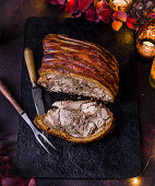 Hog roast with spiced apple stuffing