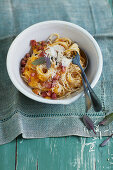 Spaghetti Carbonara mit Kürbiscreme