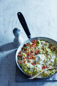 Leek, pancetta and herb risotto with burrata