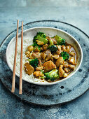 Japanese chicken, broccoli and mushroom curry