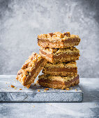 Salted honey caramel and walnut slice