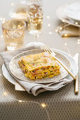 Drachenkopf-Lasagne mit Safran-Bechamelsauce