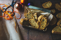 Savoury biscotti with cheese and walnuts for Christmas