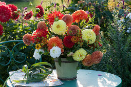 Bouquet of dahlias and Helenium