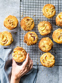 Vegan peach cobbler muffins