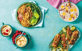 Four clever ways with peabut butter - noodles, mousse, smoothie bowl and chicken skewers
