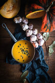 Roasted Pumpkin Soup with pumpkin seeds