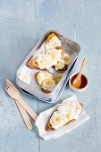 Sweet potato toast with cottage cheese, banana and honey