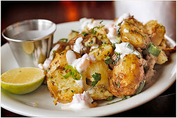 Indian gunpowder potatoes with raita